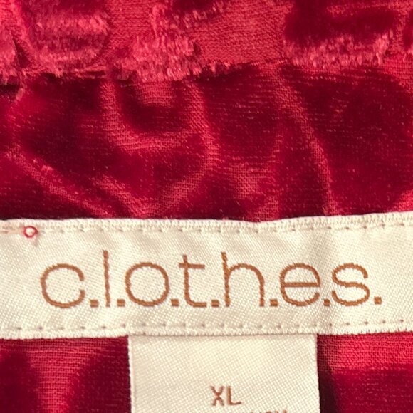 C.L.O.T.H.E.S. SZXL Red Burnout Velvet Button Down Fairy Boho Whimsigoth Romance - Picture 7 of 8
